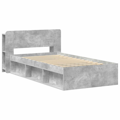 VidaXL vidaXL Bed Frame with Storage with Headboard Concrete Grey 90 x 200 cm 2