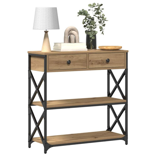 VidaXL vidaXL Console Table with Drawer Artisan oak 75 x 28 x 75 cm 2