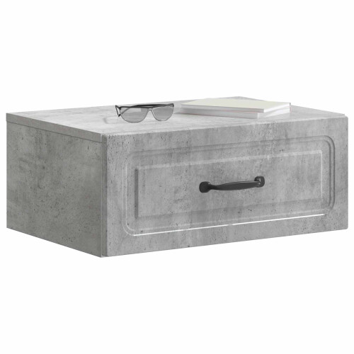 VidaXL vidaXL Wall-Mounted Bedside Cabinet with Drawer 2 pcs Concrete Grey 2
