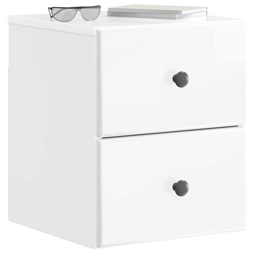 VidaXL vidaXL Wall-Mounted Bedside Cabinet with Drawer 2 pcs High Gloss White 2