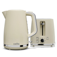 Cello CREAM kettle and Toaster set textured design, 3000w 1.7L Kettle 2 Slice