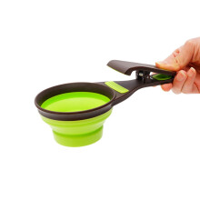 Silicone Pet Food Spoon Foldable Cat Food Spoon Food Shovel Long Handle Dog Food Spoon with Clip Seal Measuring Spoon