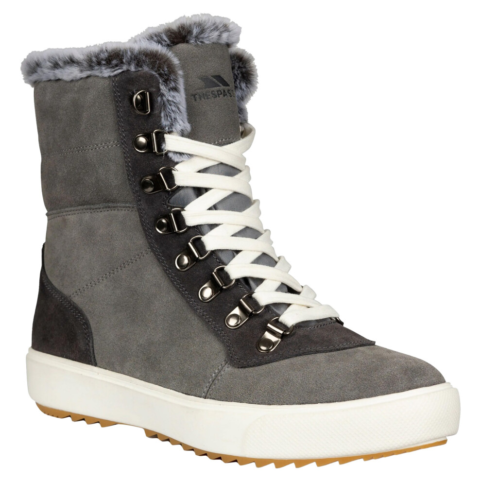 Trespass Women's Korinna Suede Lace Up Snow Boots in Grey | Size: 3 - Image 2