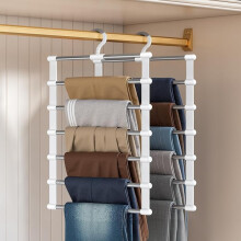 Trouser Hangers Space Saving 3 Pack Multi Layer Metal Coat Pants Hangers for Wardrobe, Women Man Multi-functional Closet Organiser