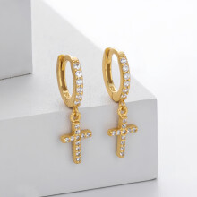 925 Sterling Silver Cross Drop Earrings for Women Teens Cz Hoop Earrings Huggie Simple Earrings Easter Earrings