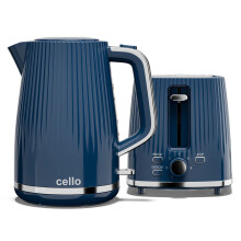 Cello Blue kettle and Toaster set textured design, 3000w 1.7L Kettle 2 Slice