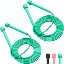 Lot de 2 cordes à sauter, corde à sauter rapide avec poignée pour exercices à domicile et remise en forme, brûle-graisses
