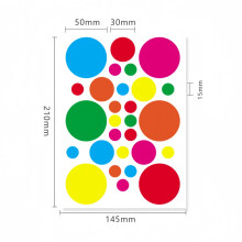 Lot de 5 pastilles adhésives, 112 étiquettes rondes colorées de codage, de tailles et de couleurs variées.