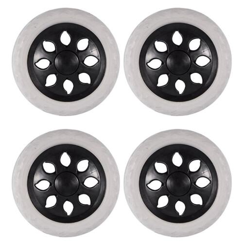 4 PCS Black White Plastic Core Foam Shopping Trolley Cartwheel Casters