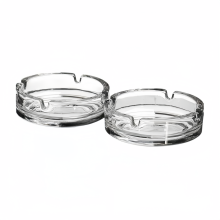 Set mit 2 runden Glasaschenbechern (10 cm Durchmesser), geeignet für Zuhause, Büro, Outdoor und Reisen
