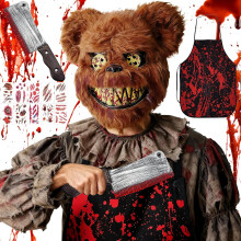 Bärenmaske Schrecklicher Halloween-Kostüm-Set 4-teilig Weiß