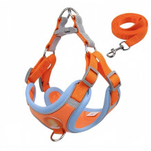 Hondentuigje voor kleine en middelgrote honden en katten, anti-trek, zacht mesh, reflecterend, gewatteerd, met dubbele riemclips, maat