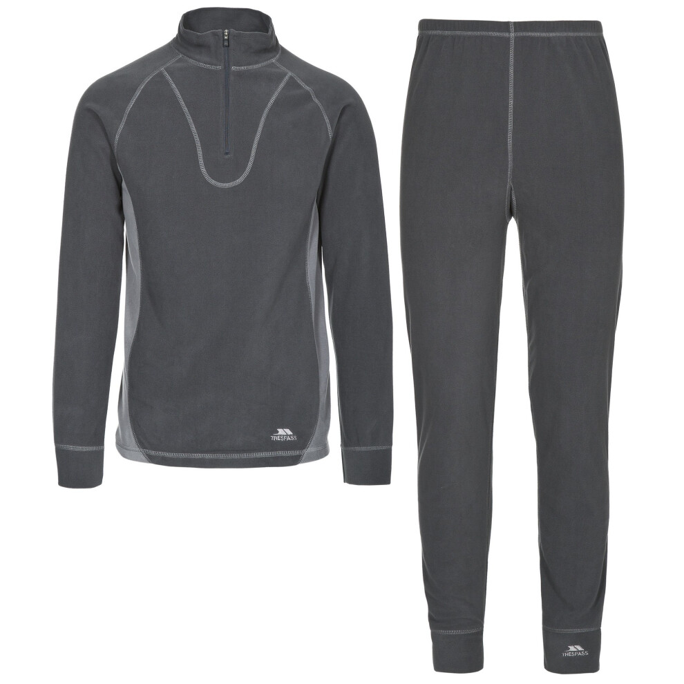 Trespass (L, Cement) Unisex Thriller Thermal Top And Bottom Set