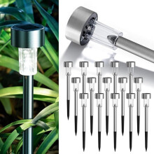 Solar tuinverlichting, 16 stuks, roestvrijstalen LED-tuinlampen op zonne-energie voor terras