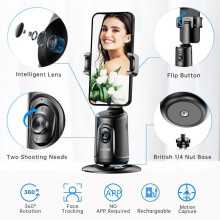 Automatische Handyhalterung mit Tracking, automatisches Stativ mit Gesichtserkennung, intelligenter Selfie-Stick mit 360-Drehung und
