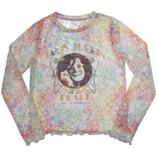 (XS, White) Janis Joplin Womens/Ladies Pearl Mesh Long-Sleeved Crop T-Shirt