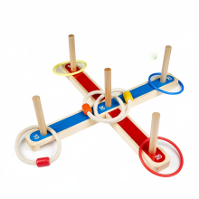 Juego de lanzamiento de aros para niños y adultos, 5 piezas de aros de cuerda de madera, 8 piezas de anillos de plástico de colores, ki