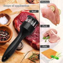 Ablandador de carne, herramienta de aguja de acero inoxidable para ablandar la carne, para bistec, pollo, pescado y cerdo.