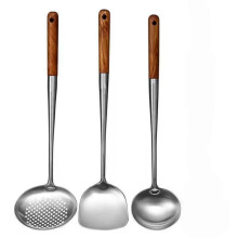 Juego de espátula y cucharón para wok, cucharón espumadero de acero inoxidable de 43 cm, adecuado para el hogar, la oficina, exteriores