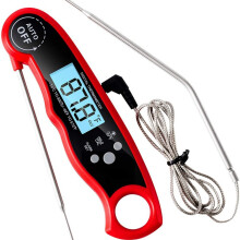 Termómetros para carne, termómetro de alimentos de lectura precisa con sonda de alambre, pantalla LCD retroiluminada.
