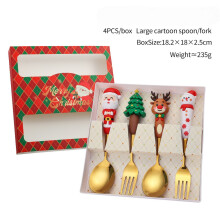 Juego de vajilla navideña con diseño creativo de Papá Noel de dibujos animados (cuchara y tenedor), juego de cubiertos navideños para n