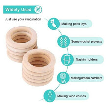 150 StüCk Natur Holz Ringe 70mm Unvollendeter Makramee Holz Ring Holz Kreise für Mach Es Selbst Handwerk Ring Anhänger Schmuck Herstellung