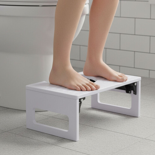 Folding Bamboo Toilet Stool - Non-Slip, Compact Design