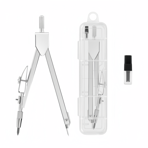 Metal Compass for Geometry Math Compass with Extra Refills Compass Drawing Tool Drafting Drawing Compass for Students Office Schoo