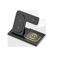 A80ab 4-in-1 Magnetic Foldable Wireless Led Night Light Phoneintelligent Watchtws Ear Bug Qi Table Charging Station Black for Watc