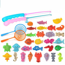 Magnetic Fishing Toys Game Set for Kids for Bath Time Pool Party with Pole Rod Net, Plastic Floating Fish -