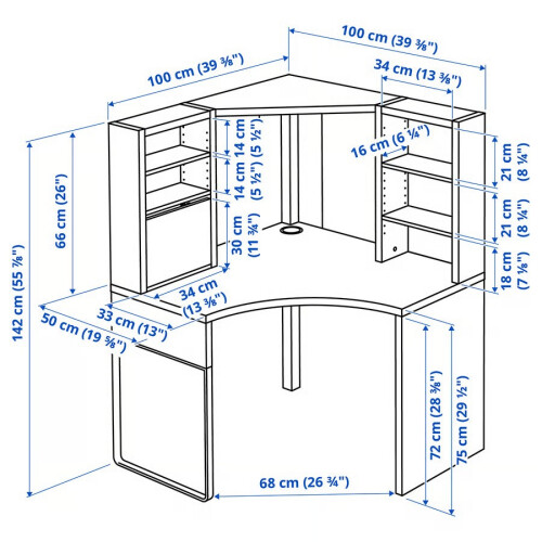 IKEA MICKE Corner Workstation 100x100x142 cm 2