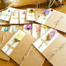 Kraft Paper Faux Flower Greeting Cards, 8-pack Bouquet Greeting Cards with Blank Cards and Envelopes Father and Mothers Day Gifts