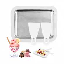 Ice Cream Roller Maker Pan, Ice Cream Roll Maker with 2 Spatulas, Ice Rolls Plate for Rolling Ice Cream Machine
