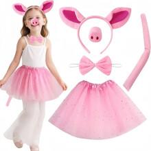 Set costume da maialino in 5 pezzi: gonna tutù, orecchie, coda con fiocco, materiale di alta qualità, lunga durata, facile da installar
