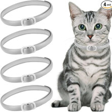 Collari per gatti, confezione da 4 grigi, regolabili, per gatti, con protezione naturale, 48 cm