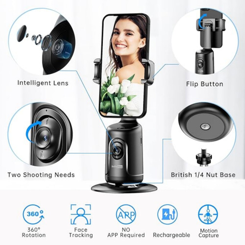 Supporto per telefono con tracciamento automatico, treppiede con tracciamento automatico del volto, bastone per selfie intelligente con