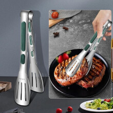 pinze da cucina in acciaio inossidabile, pinze per alimenti con punte in silicone, ideali per servire e cucinare.