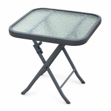 Folding Glass Garden Side Table 45cm