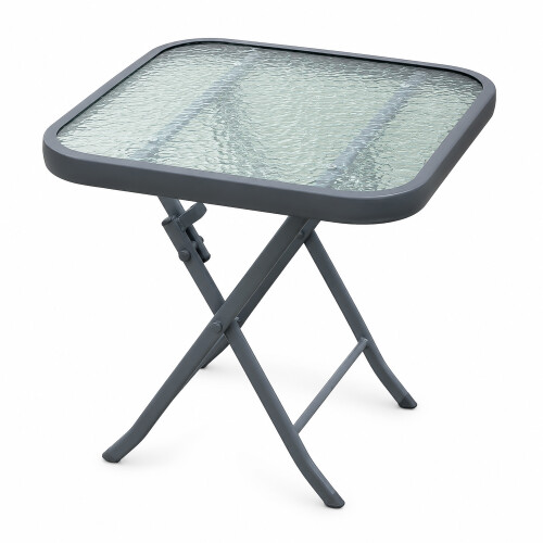 Folding Glass Garden Side Table 45cm
