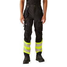 (28R, Yellow/Black) Regatta Mens High-Vis Holster Pocket Work Trousers