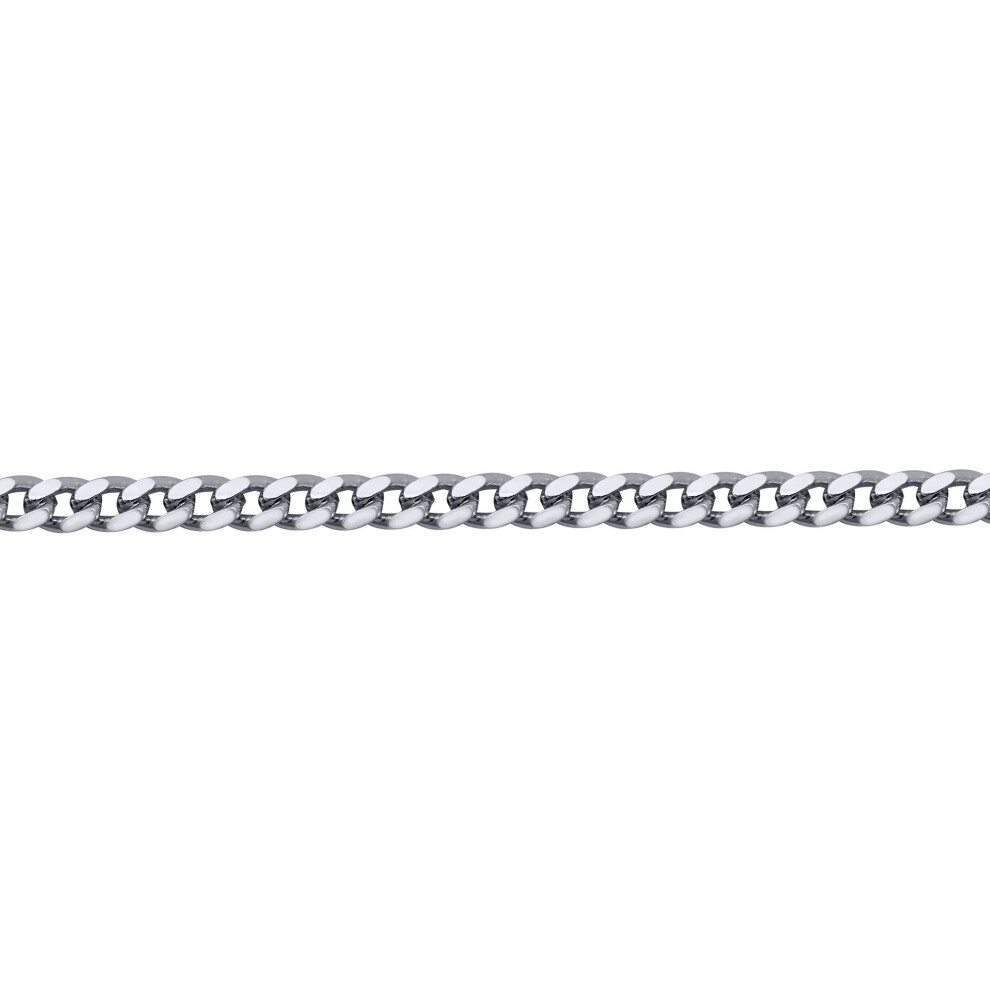 Jewelco London (18) Men's Rhodium Plated Sterling Silver Domed Curb Cuban 3Mm Chain Necklace - Acn021f