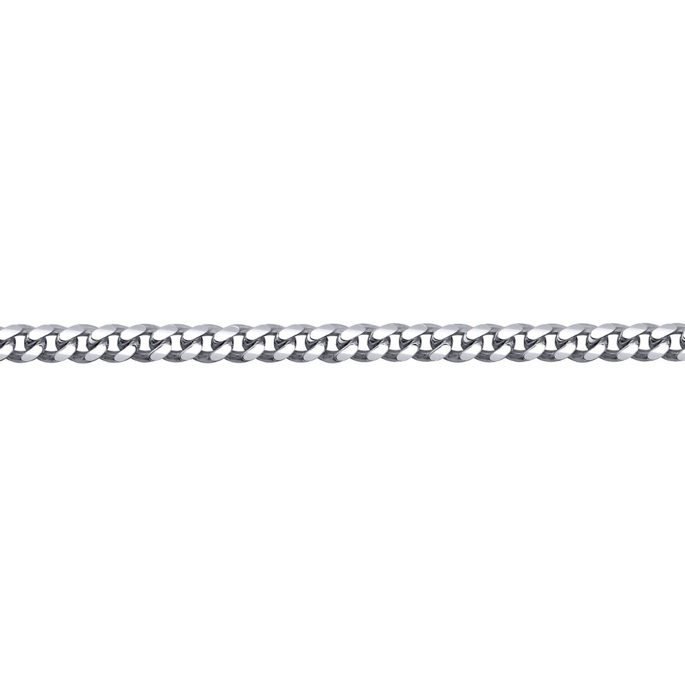 Jewelco London (22) Men's Rhodium Plated Sterling Silver Domed Curb Cuban 3.5Mm Chain Necklace - Acn021a