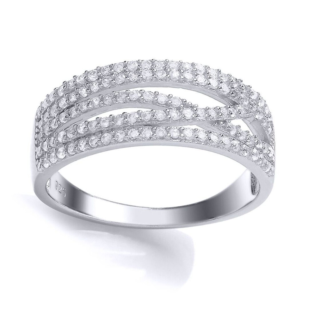 Jewelco London (P) Ladies Sterling Silver Cubic Zirconia Fancy Crossover Eternity Ring - Gvr702