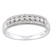 (J) Jewelco London 9ct White Gold Round 1/3ct Diamond 3 Row Graduated Half Eternity Ring - PR1AXL2271W