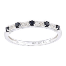(O) Jewelco London 9ct White Gold 5pts Diamond 23pts Sapphire Alternating Spacers 5 Stone Eternity Ring - PR1AXL2276WSA