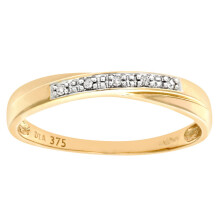 (Q) Jewelco London 9ct Yellow Gold Round 2pts Diamond Crossover 5 Stone Panel Wedding Ring 1.5mm - PR0AXL6552Y