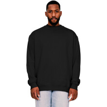 (XXL, Black) Casual Classics Mens Ringspun Cotton Extended Neckline Tall Oversized Sweatshirt