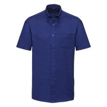 (21inch, Bright Royal) Russell Collection Mens Short Sleeve Easy Care Oxford Shirt