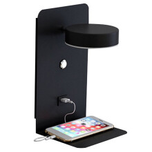 Reading Wall Light with USB Port Charging Rack Bedside Lamp with -Black