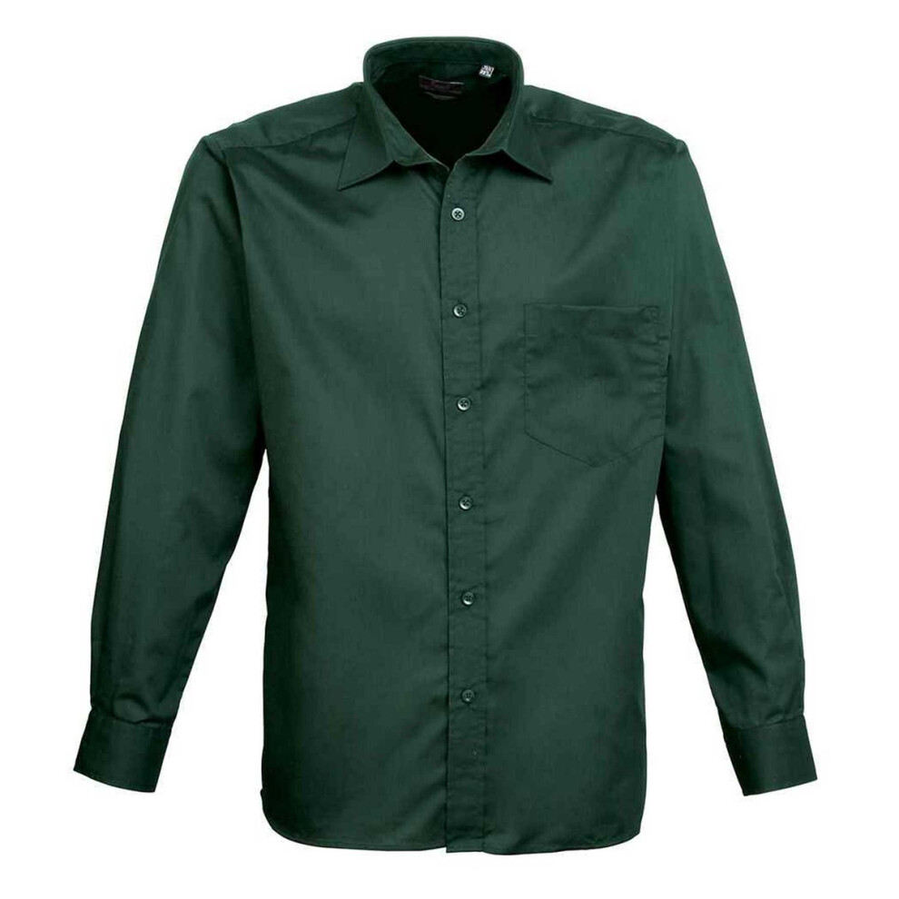 Premier (17In, Bottle Green) Mens Poplin Long-Sleeved Shirt